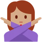 X / Twitter platformu için woman gesturing NO: medium skin tone