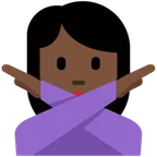X / Twitterプラットフォームのwoman gesturing NO: dark skin tone
