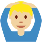man gesturing OK: medium-light skin tone for X / Twitter platform