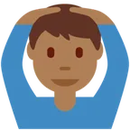 man gesturing OK: medium-dark skin tone for X / Twitter platform