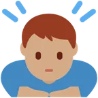 man bowing: medium skin tone til X / Twitter platform