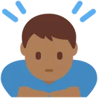 man bowing: medium-dark skin tone for X / Twitter platform