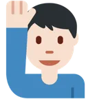 man raising hand: light skin tone for X / Twitter platform