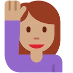 X / Twitter platformu için woman raising hand: medium skin tone