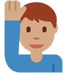 man raising hand: medium skin tone для платформы X / Twitter