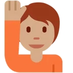 person raising hand: medium skin tone untuk platform X / Twitter