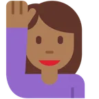 X / Twitter cho nền tảng woman raising hand: medium-dark skin tone