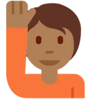 person raising hand: medium-dark skin tone untuk platform X / Twitter