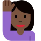 woman raising hand: dark skin tone untuk platform X / Twitter