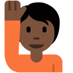X / Twitter dla platformy person raising hand: dark skin tone