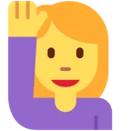woman raising hand untuk platform X / Twitter