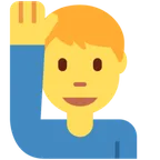 man raising hand til X / Twitter platform