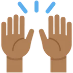 raising hands: medium-dark skin tone per la piattaforma X / Twitter