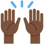 raising hands: dark skin tone per la piattaforma X / Twitter