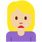 woman frowning: medium-light skin tone pour la plateforme X / Twitter