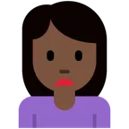 X / Twitter প্ল্যাটফর্মে জন্য woman frowning: dark skin tone