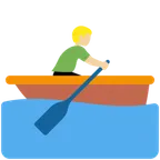 man rowing boat: medium-light skin tone for X / Twitter platform