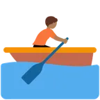 person rowing boat: medium-dark skin tone สำหรับแพลตฟอร์ม X / Twitter