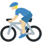 man biking: medium-light skin tone für X / Twitter Plattform