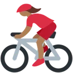 X / Twitterプラットフォームのwoman biking: medium-dark skin tone