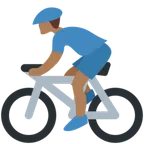 man biking: medium-dark skin tone for X / Twitter platform