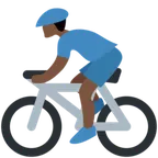 man biking: dark skin tone สำหรับแพลตฟอร์ม X / Twitter
