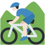 man mountain biking: light skin tone for X / Twitter platform