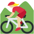 X / Twitterプラットフォームのwoman mountain biking: medium-light skin tone