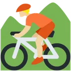 person mountain biking: medium-light skin tone สำหรับแพลตฟอร์ม X / Twitter