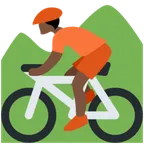 X / Twitter 플랫폼을 위한 person mountain biking: dark skin tone
