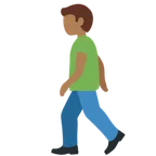 man walking: medium-dark skin tone til X / Twitter platform
