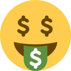 X / Twitter platformu için money-mouth face
