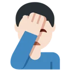 man facepalming: light skin tone per la piattaforma X / Twitter