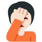 X / Twitter 플랫폼을 위한 person facepalming: light skin tone