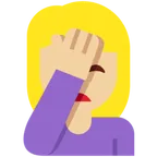 X / Twitter 플랫폼을 위한 woman facepalming: medium-light skin tone