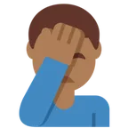 X / Twitter 플랫폼을 위한 man facepalming: medium-dark skin tone