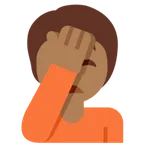 X / Twitter dla platformy person facepalming: medium-dark skin tone