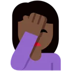 woman facepalming: dark skin tone pentru platforma X / Twitter