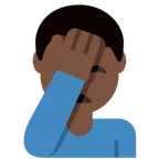 man facepalming: dark skin tone pentru platforma X / Twitter