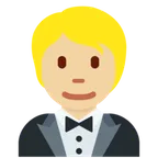 person in tuxedo: medium-light skin tone per la piattaforma X / Twitter