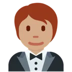 X / Twitter 플랫폼을 위한 person in tuxedo: medium skin tone
