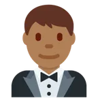 man in tuxedo: medium-dark skin tone สำหรับแพลตฟอร์ม X / Twitter