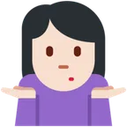 woman shrugging: light skin tone per la piattaforma X / Twitter
