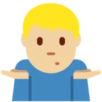 man shrugging: medium-light skin tone til X / Twitter platform