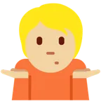 person shrugging: medium-light skin tone สำหรับแพลตฟอร์ม X / Twitter