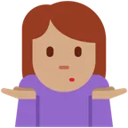 X / Twitterプラットフォームのwoman shrugging: medium skin tone