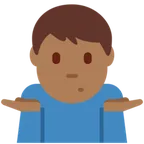 man shrugging: medium-dark skin tone til X / Twitter platform