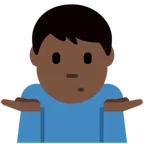 man shrugging: dark skin tone for X / Twitter platform