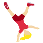 woman cartwheeling: medium-light skin tone for X / Twitter platform