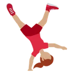 woman cartwheeling: medium skin tone untuk platform X / Twitter